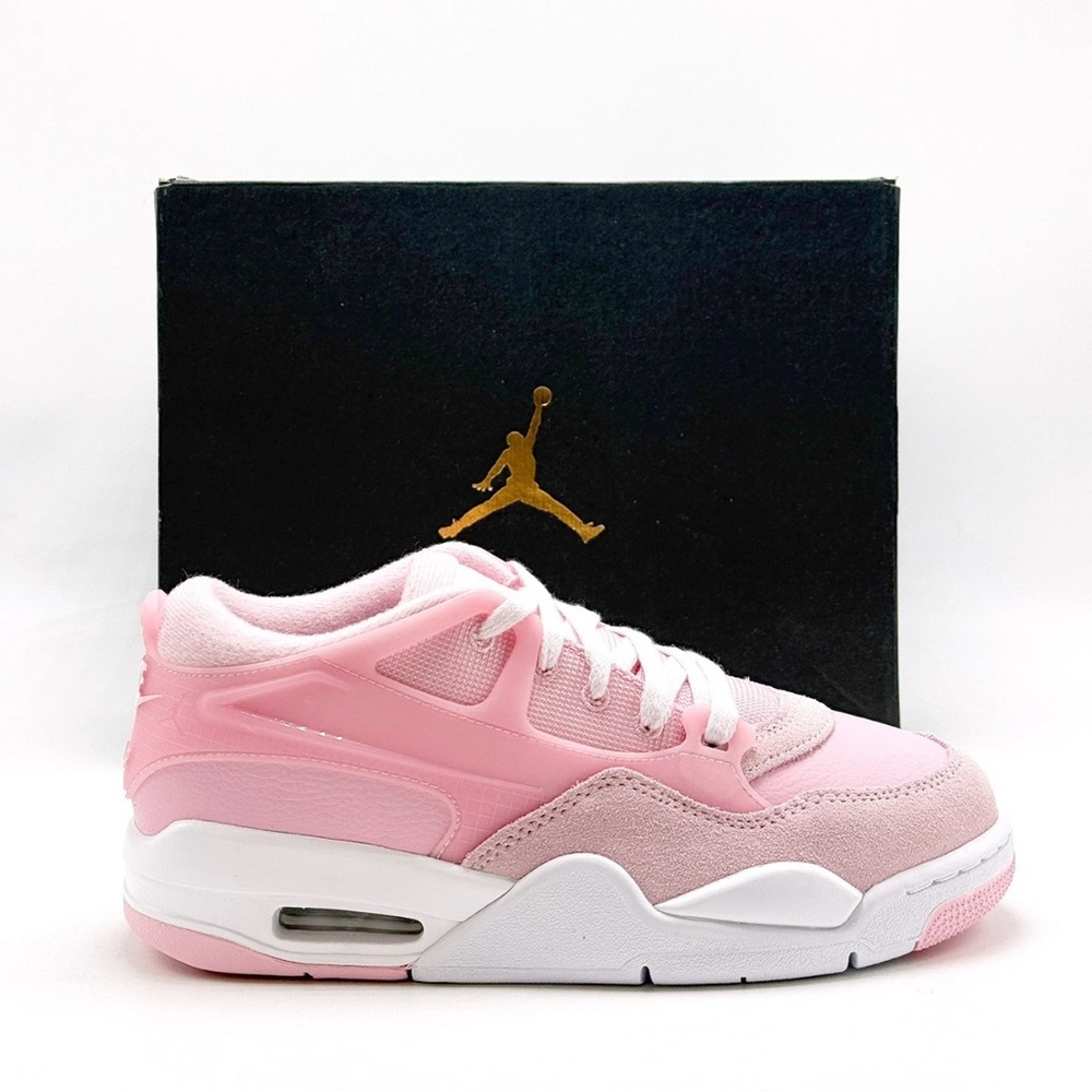 NEW Size 2 Youth NIKE Air Jordan 4 RM (GS) MEDIUM SOFT PINK / WHITE